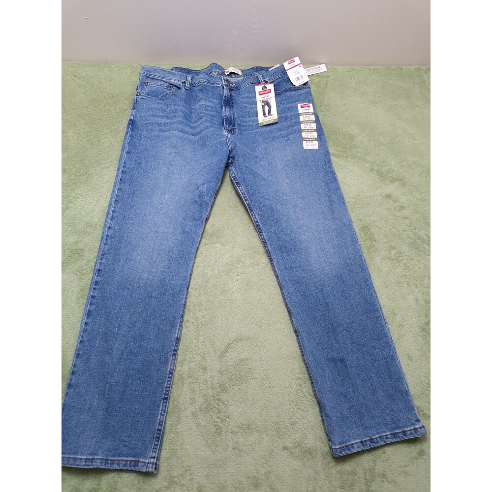 Wrangler Regular Fit Five Star Jeans Men's 42x30 Blue Slim Straight 100% Cotton